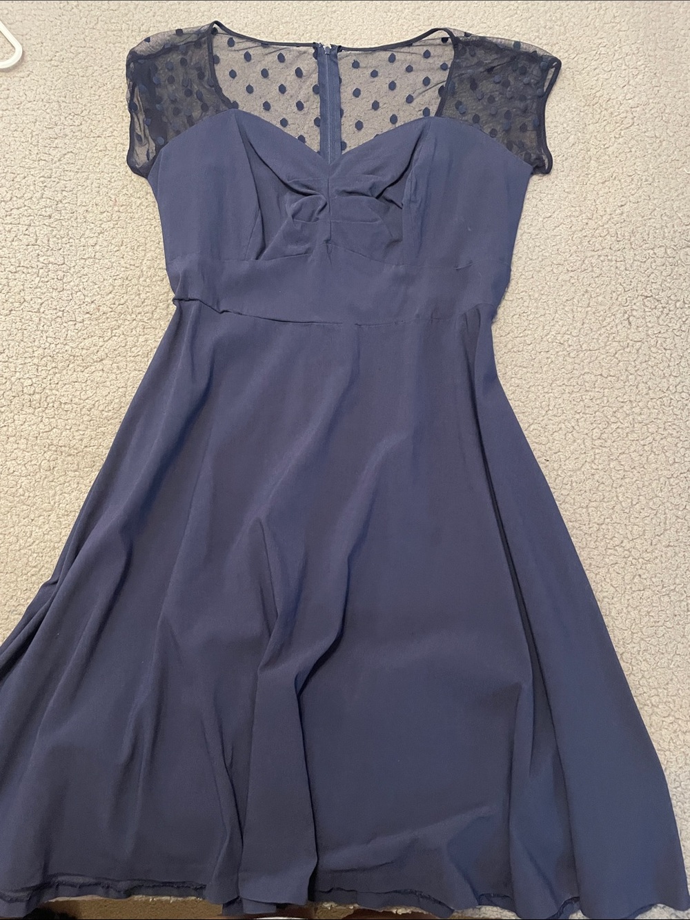 torrid Navy Polka Dot Mesh Yoke Fit & Flare Dress